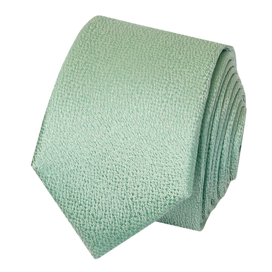 Plain Green Textured Silk Skinny Boys Tie
