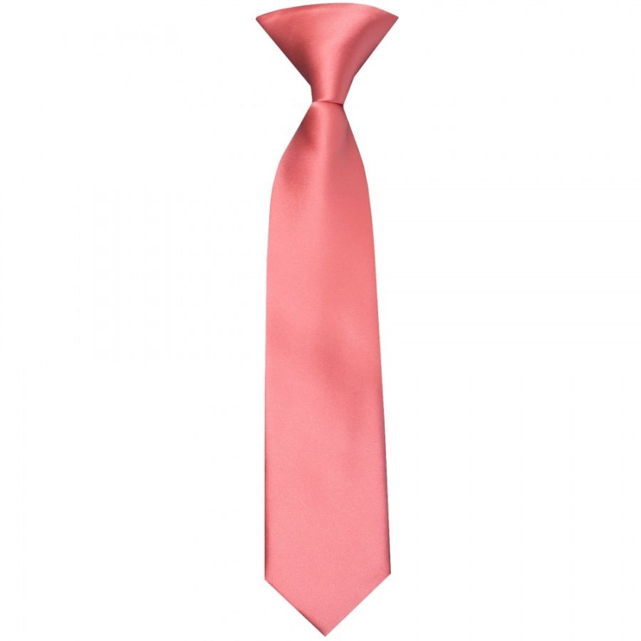 Pre Tied Light Coral Pink Satin Boys Tie Age 4-7