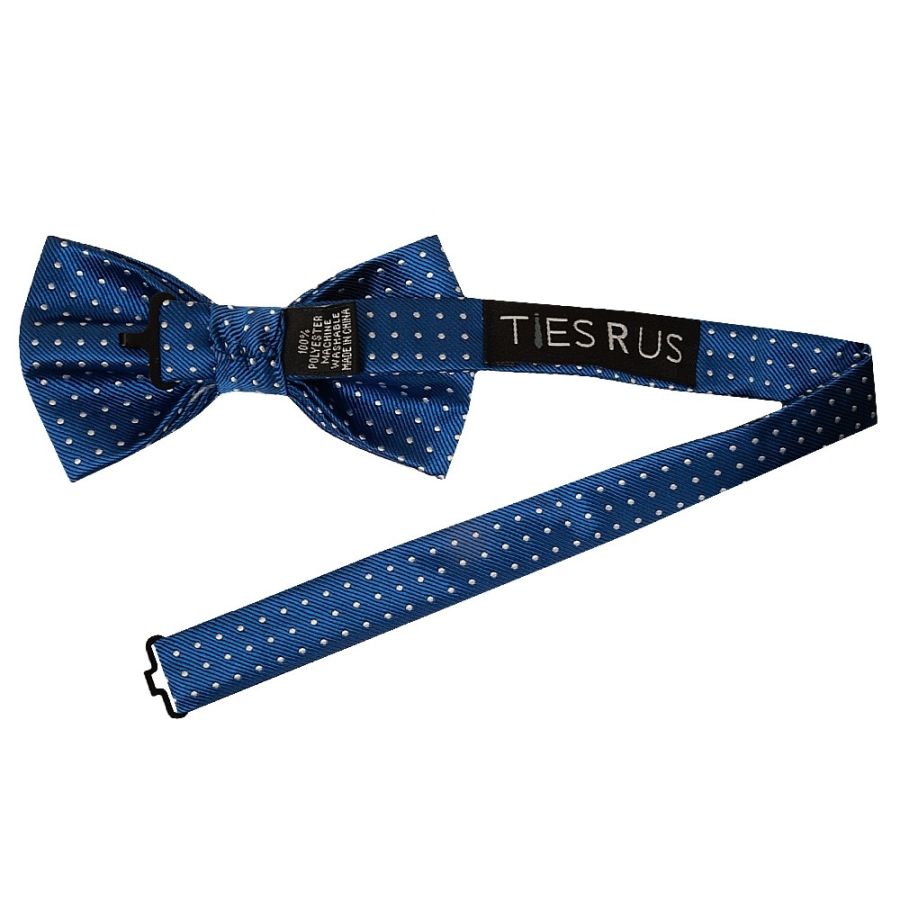 Handmade Blue And White Polka Dot Mens Bow Tie