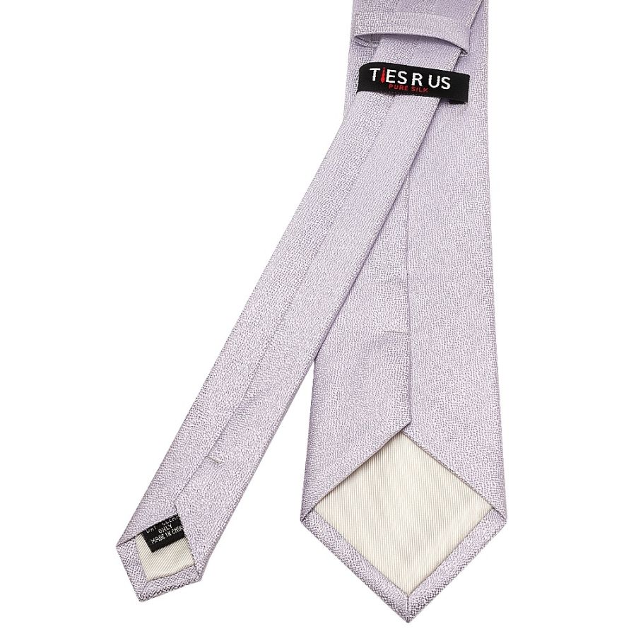 Plain Lilac Textured Silk Classic Men's Tie and Pocket Square Set