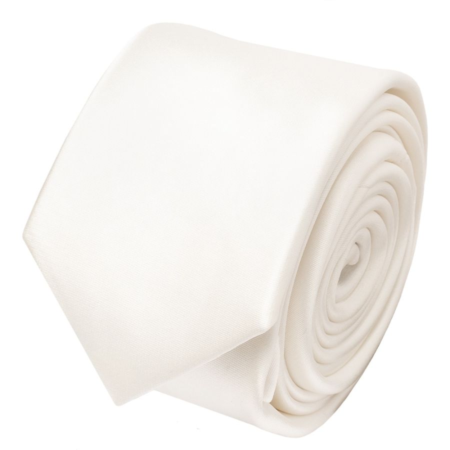 Plain White Satin Skinny Men's Tie