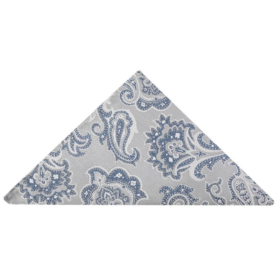 Pre Tied Silver and Blue Paisley Boys Bow Tie and Pocket Square Set