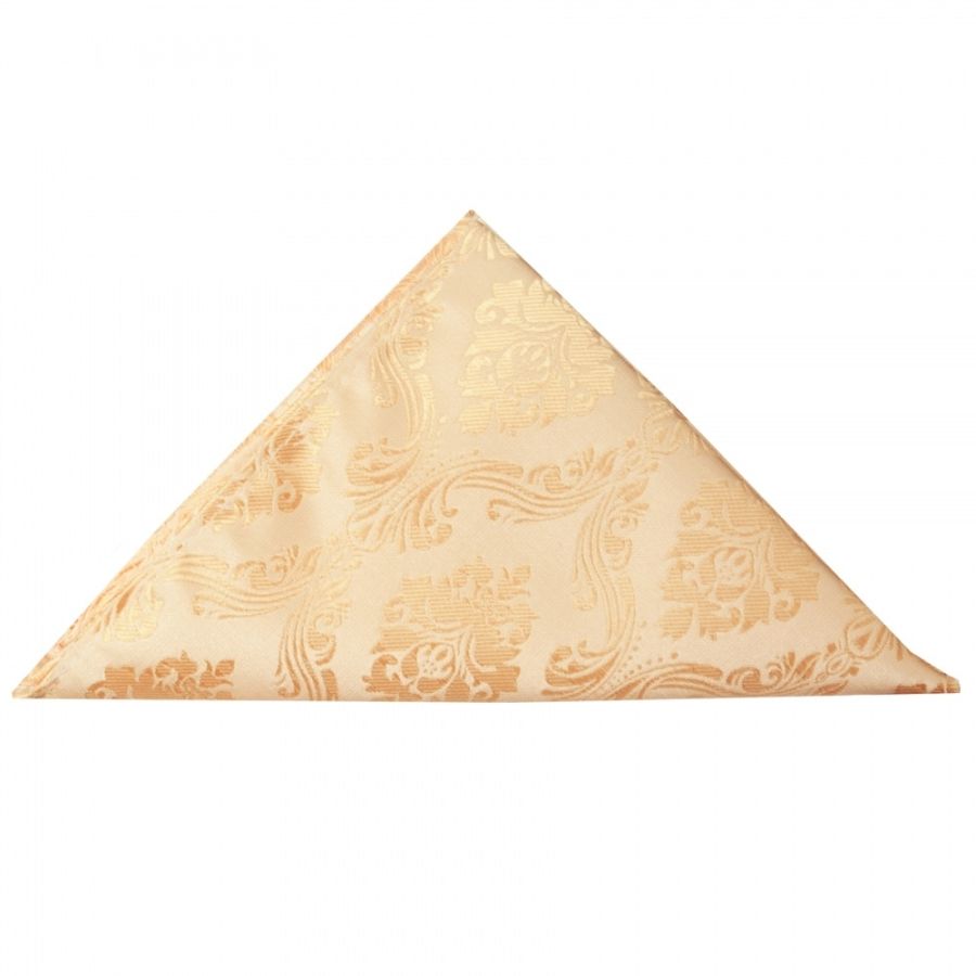 Pre Tied Peach Paisley Boys Bow Tie and Pocket Square Set