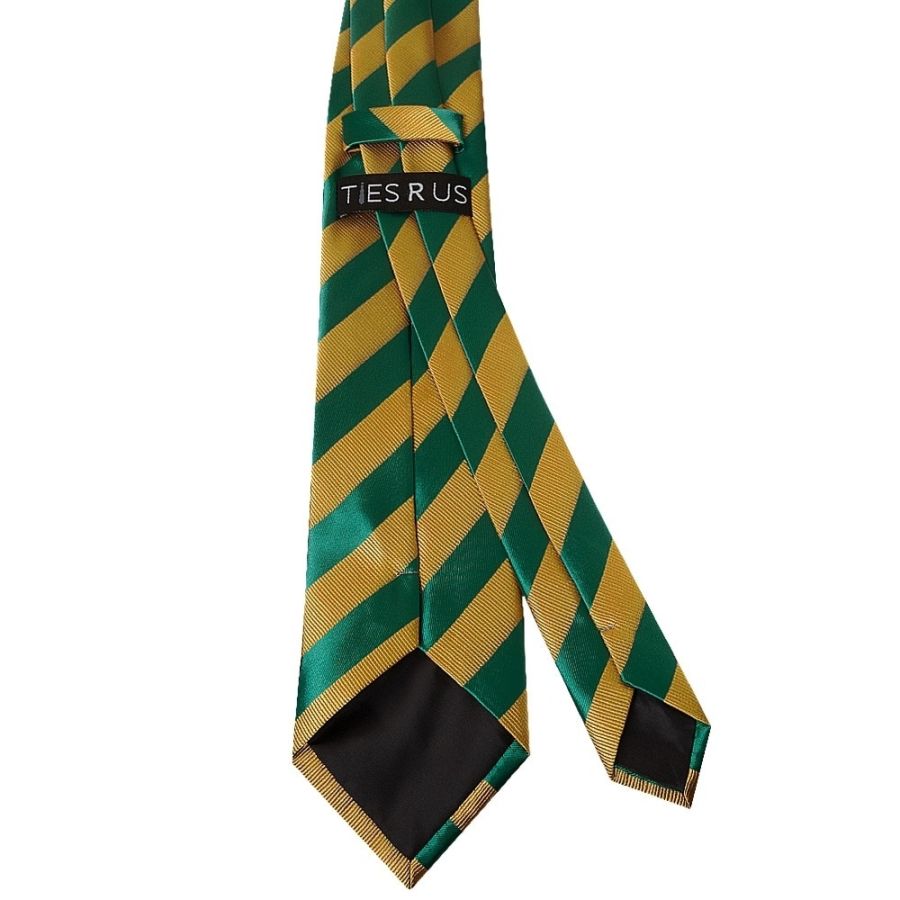 Green and Gold Striped Classic Men's Tie and Pocket Square Set