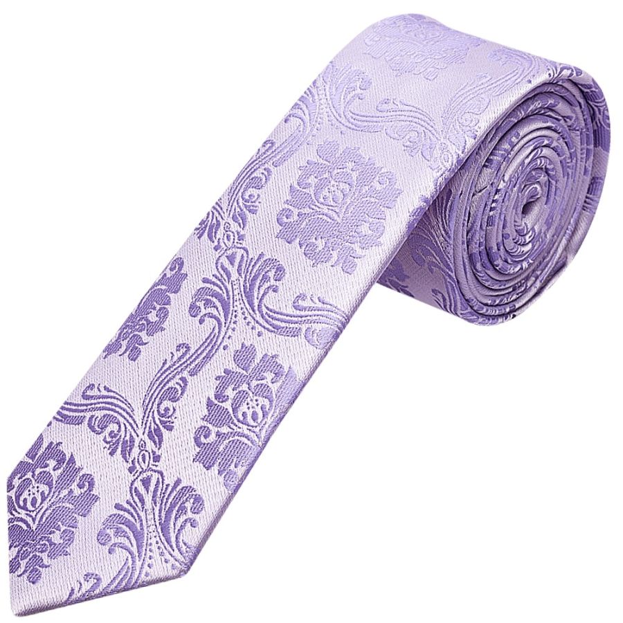 Lilac Paisley Skinny Boys Tie
