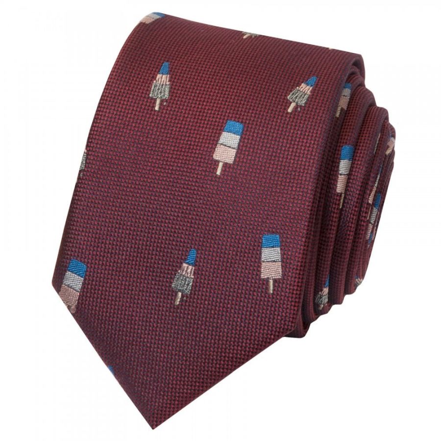 Burgundy Ice Lolly Silk Skinny Men's Tie