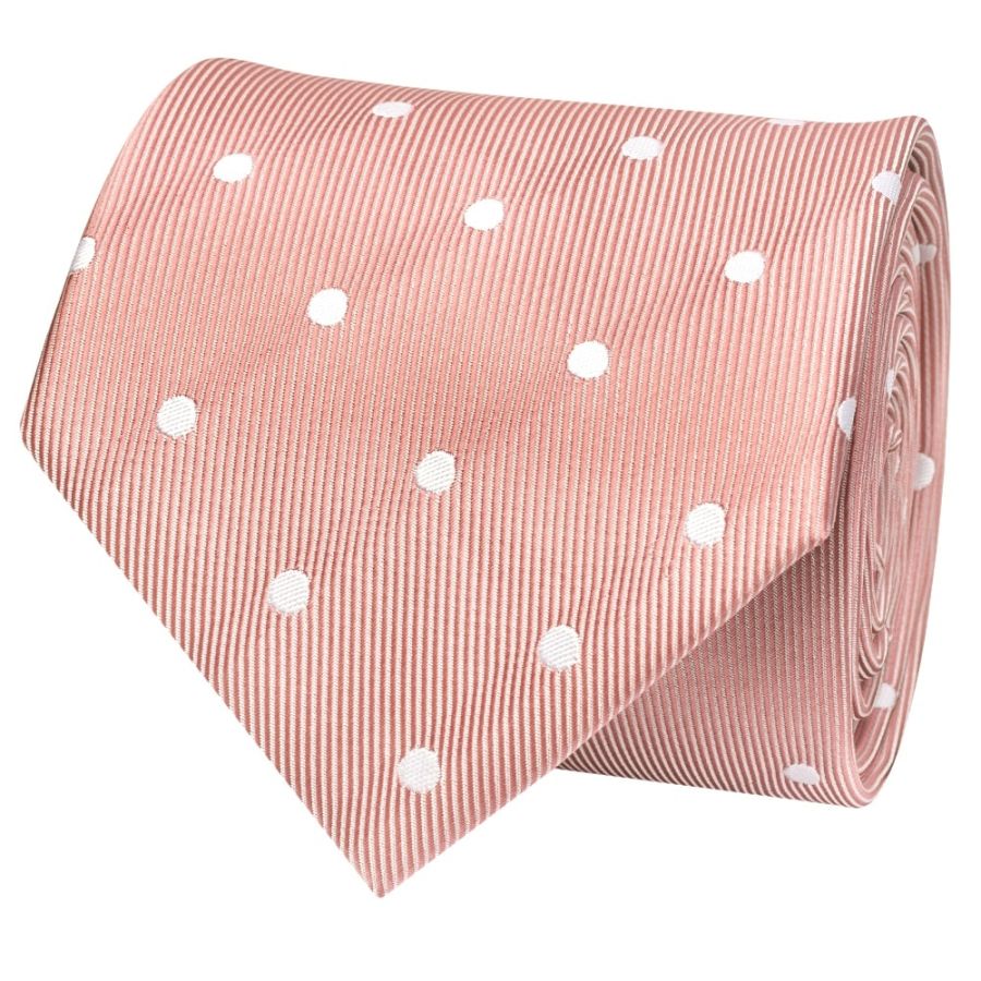 Rose Gold Large White Spot Classic Men's Tie