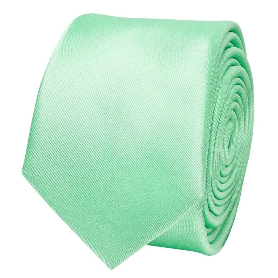 Plain Seafoam Green Boys Satin Skinny Tie and Piocket Square Set