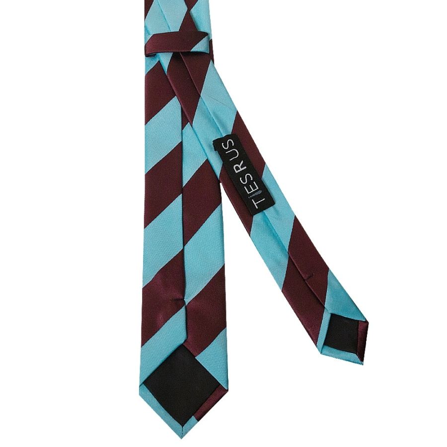 Claret and Blue Striped Skinny Boys Tie