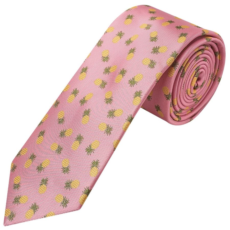 Slim Pink Pineapple Men's Tie