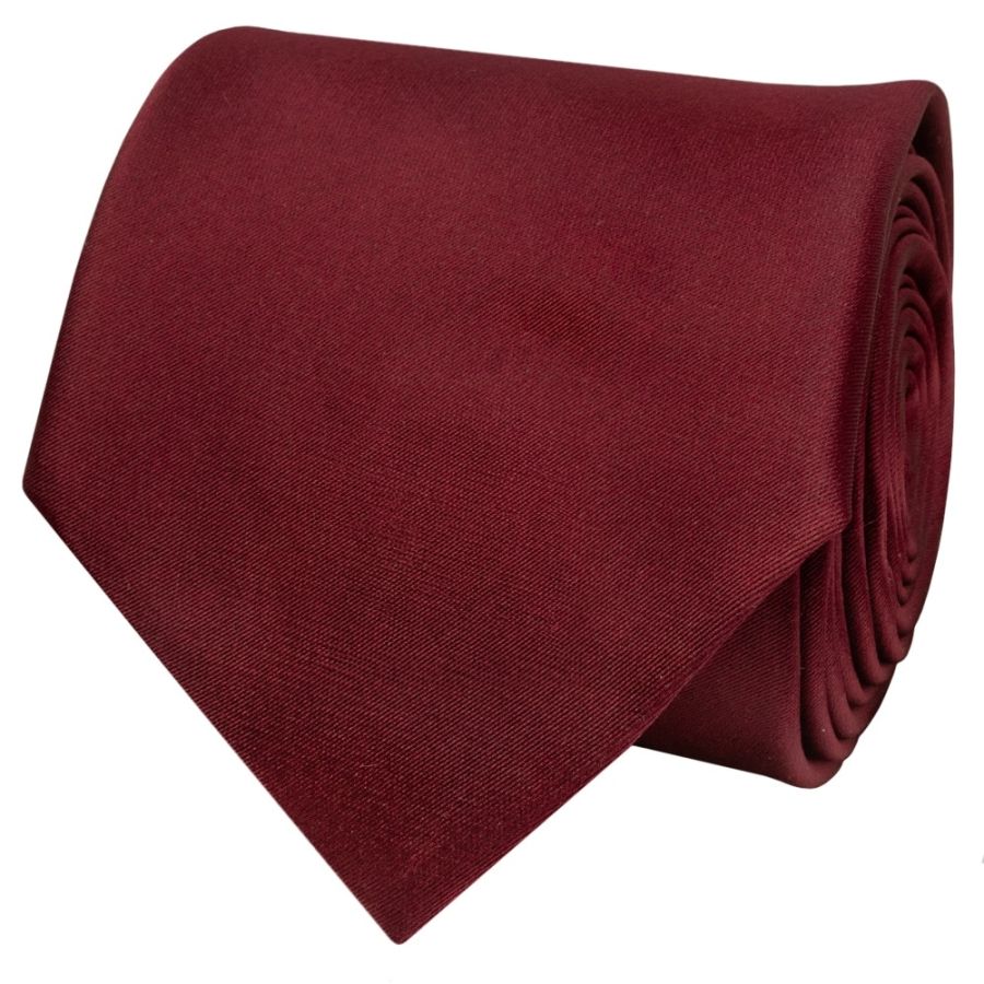 Plain Burgundy Satin Classic Men's Tie and Pocket Square Set