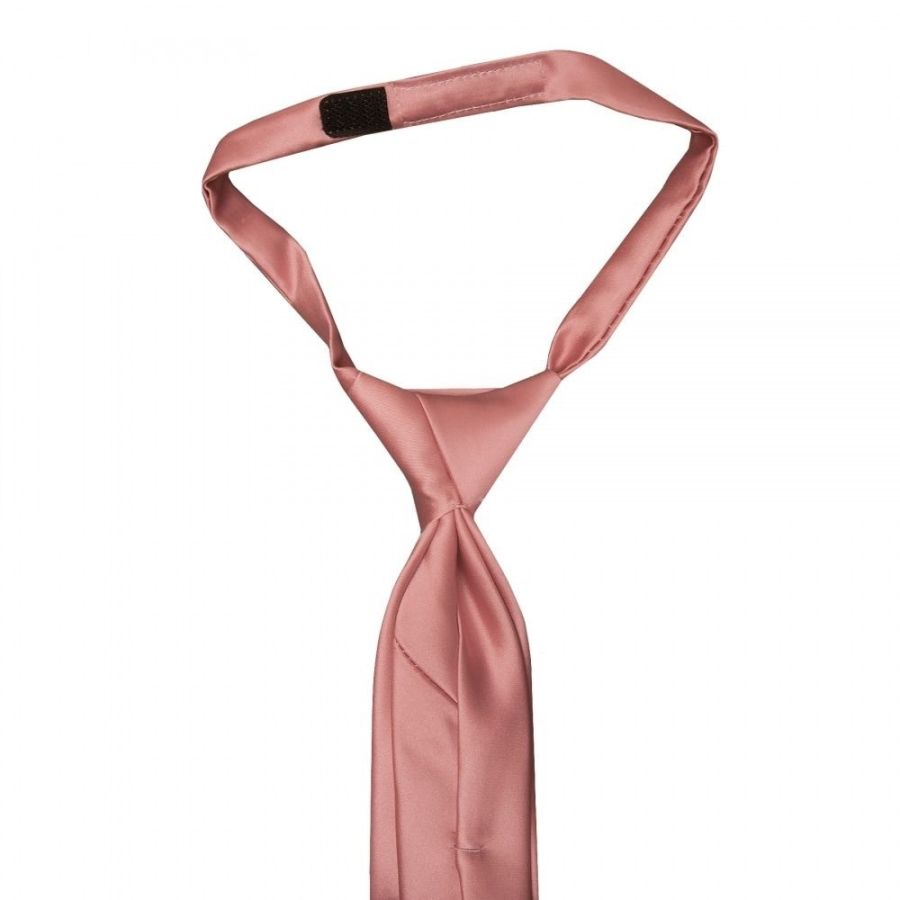 Pre Tied Plain Rose Gold Satin Boys Tie Age 4-7