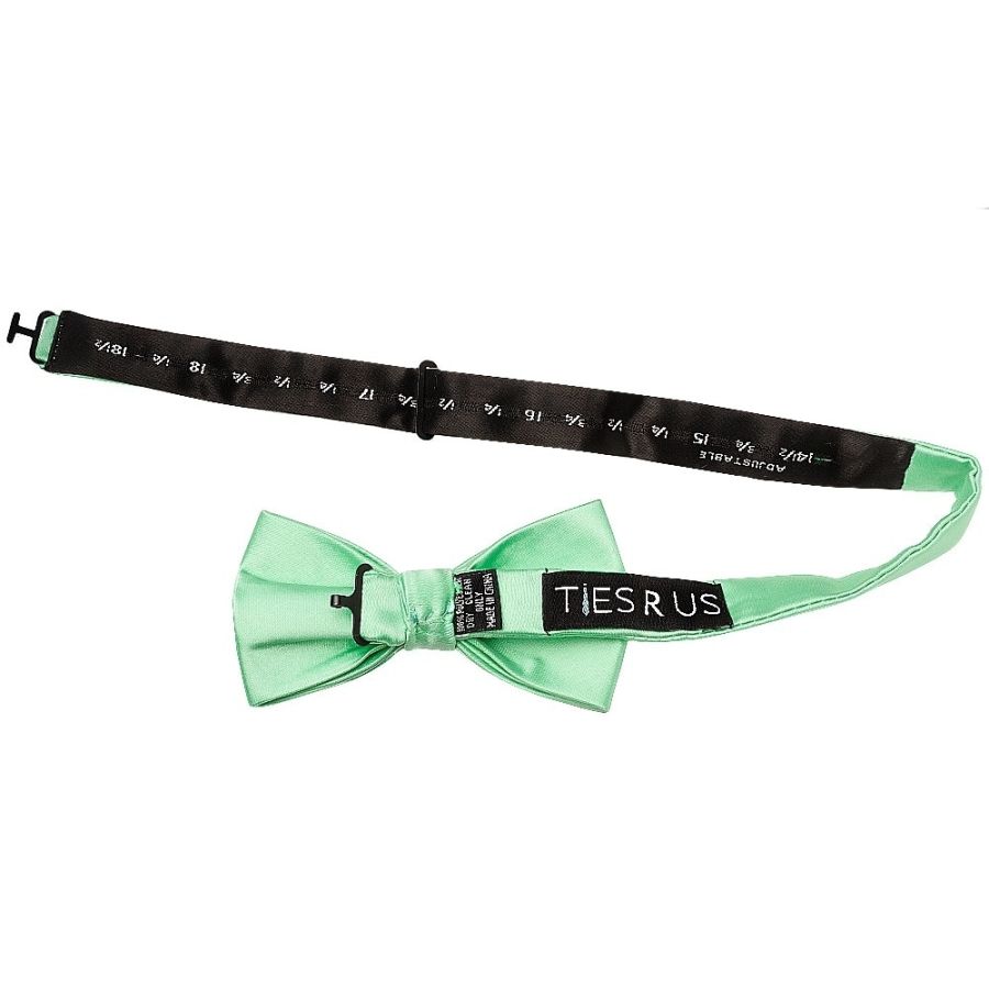 Plain Seafoam Green Handmade Mens Bow Tie and Pocket Square Set