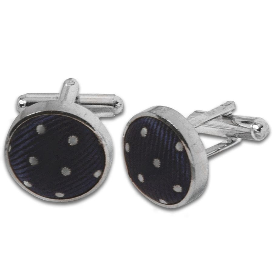 Navy Blue Polka Dot Cufflinks