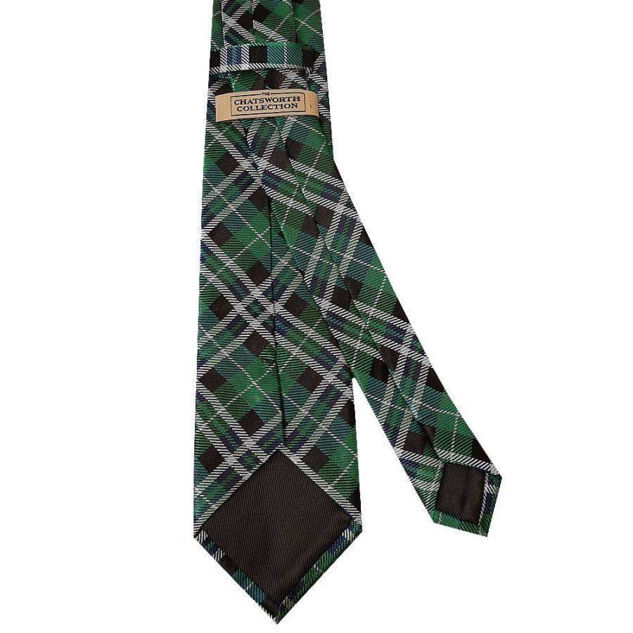 Green and White Tartan Silk Classic Men's Tie