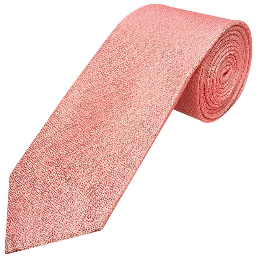 Plain Pink Textured Silk Classic Men's Tie
