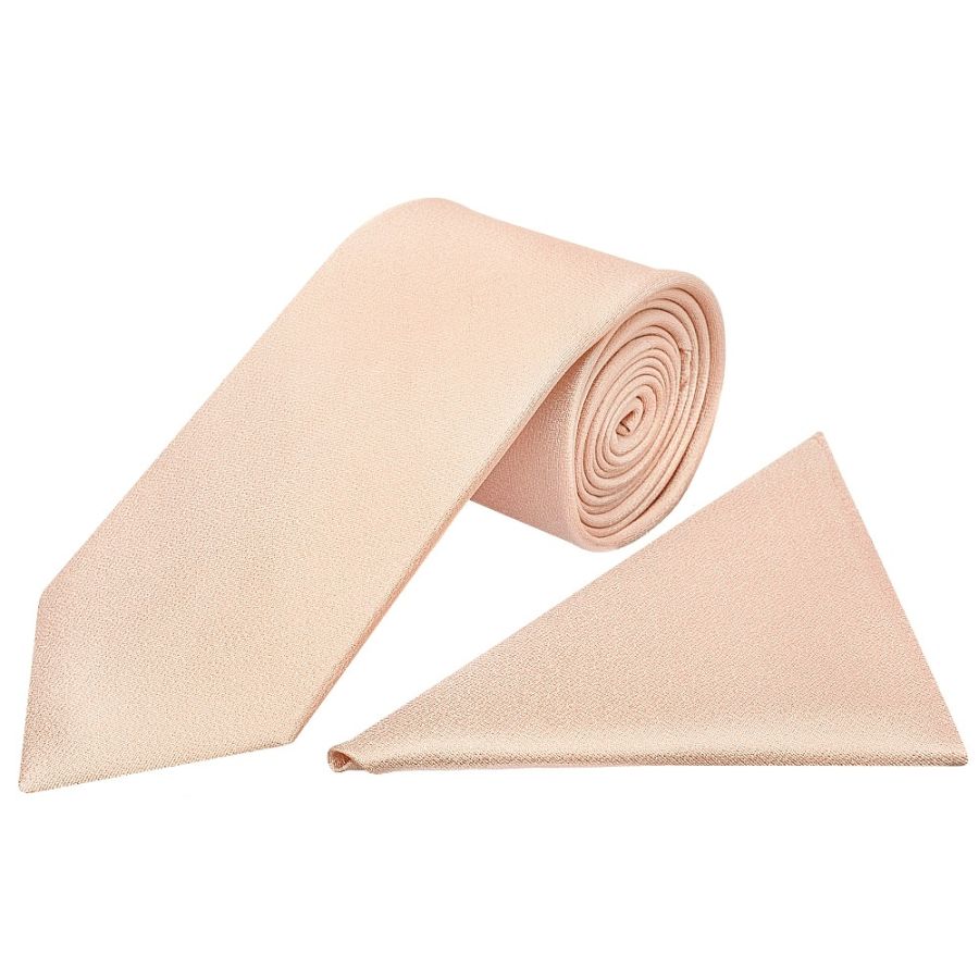 Plain Nude Silk Classic Men's Tie and Pocket Square Set