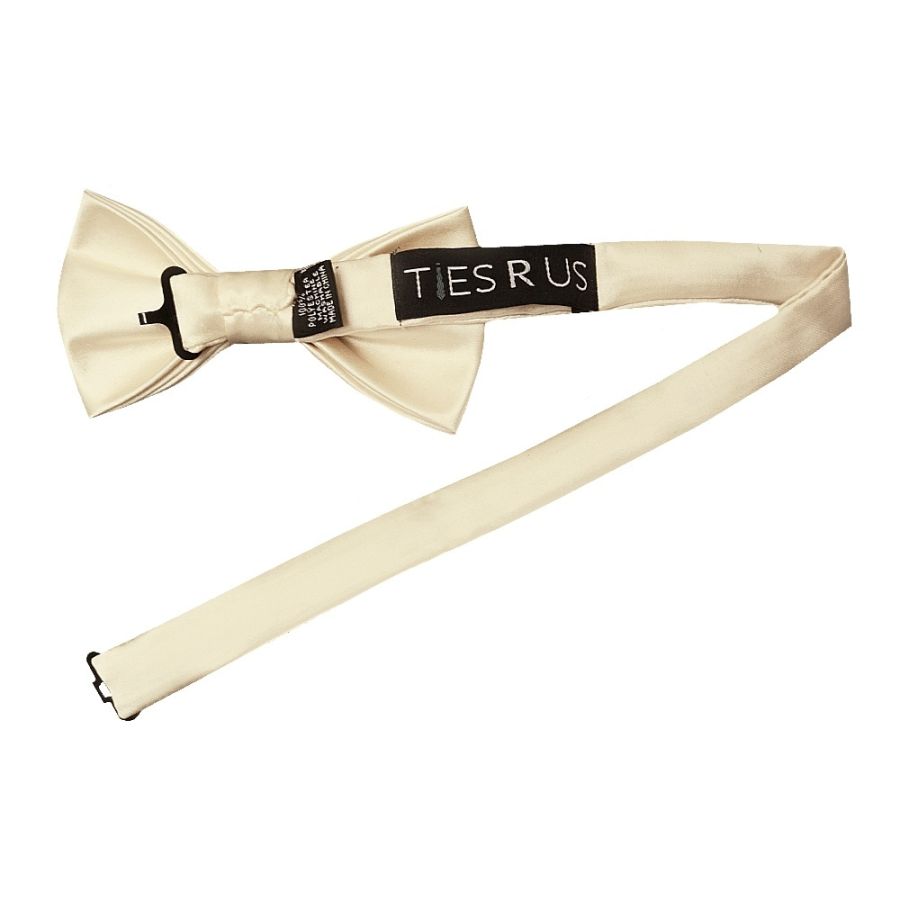 Plain Ivory Hand Made Mens Bow Tie and Pocket Square Set