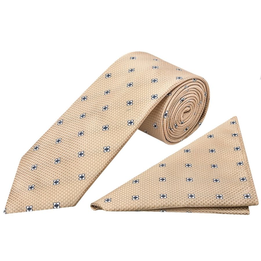 Gold Petal Classic Men's Tie and Pocket Square Set
