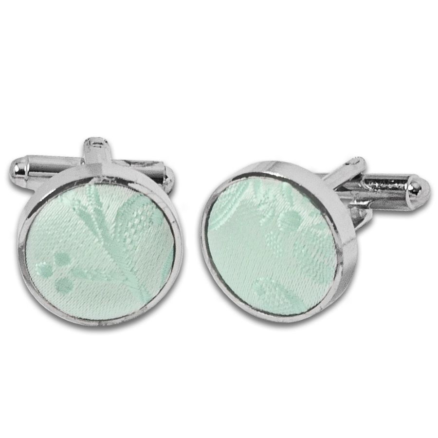 Mint Green Floral Cufflinks