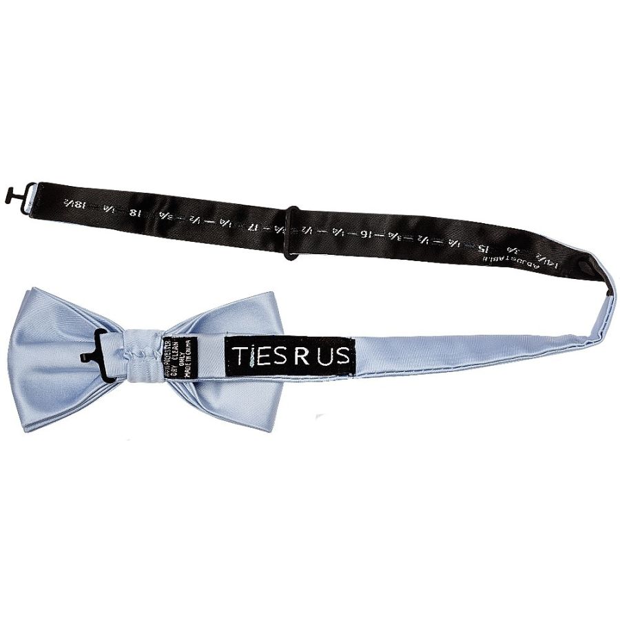 Plain Dusty Blue Handmade Mens Bow Tie and Pocket Square Set