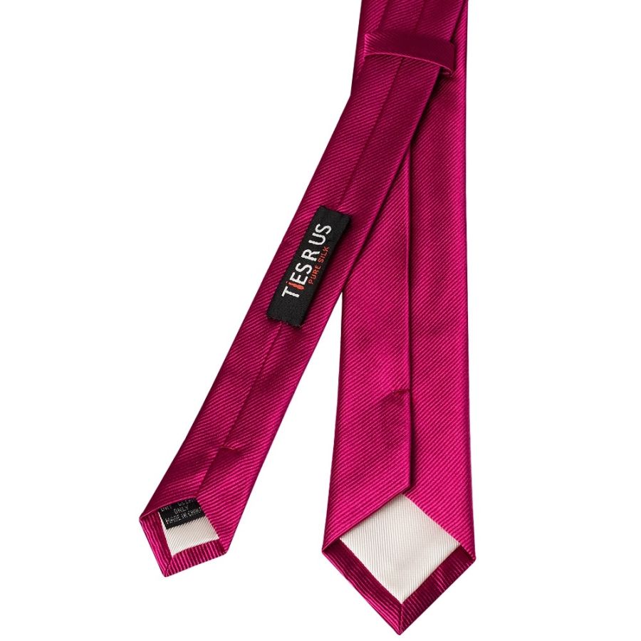 Fuchsia Pink Silk Twill Skinny Mens Tie