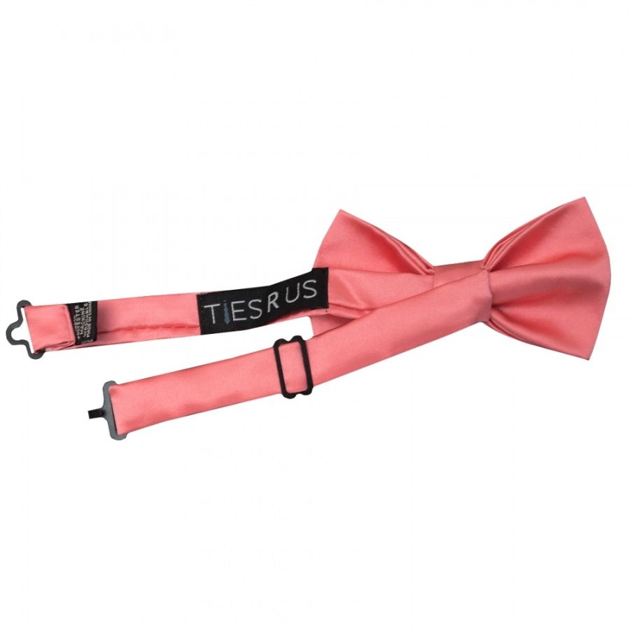 Pre Tied Light Coral Pink Satin Boys Bow Tie Age 8-11