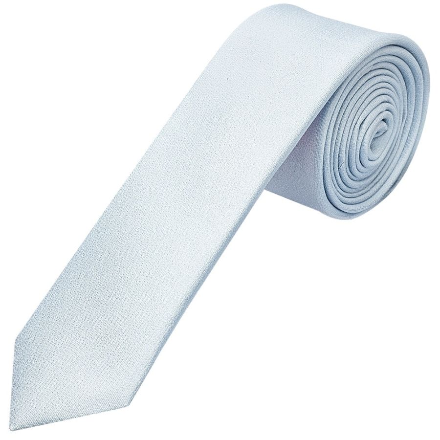 Plain Sky Blue Silk Skinny Men's Tie and Pocket Square Set