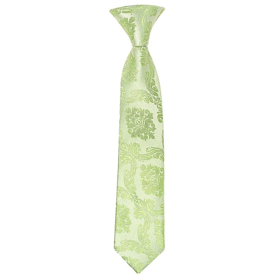 Pre Tied Sage Green Paisley Boys Tie Age 4-7