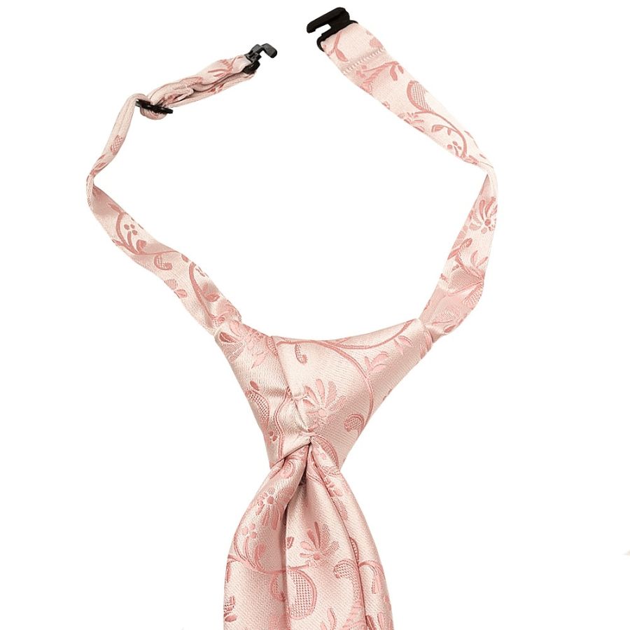 Pre Tied Rose Gold Floral Boys Tie Age 4-7