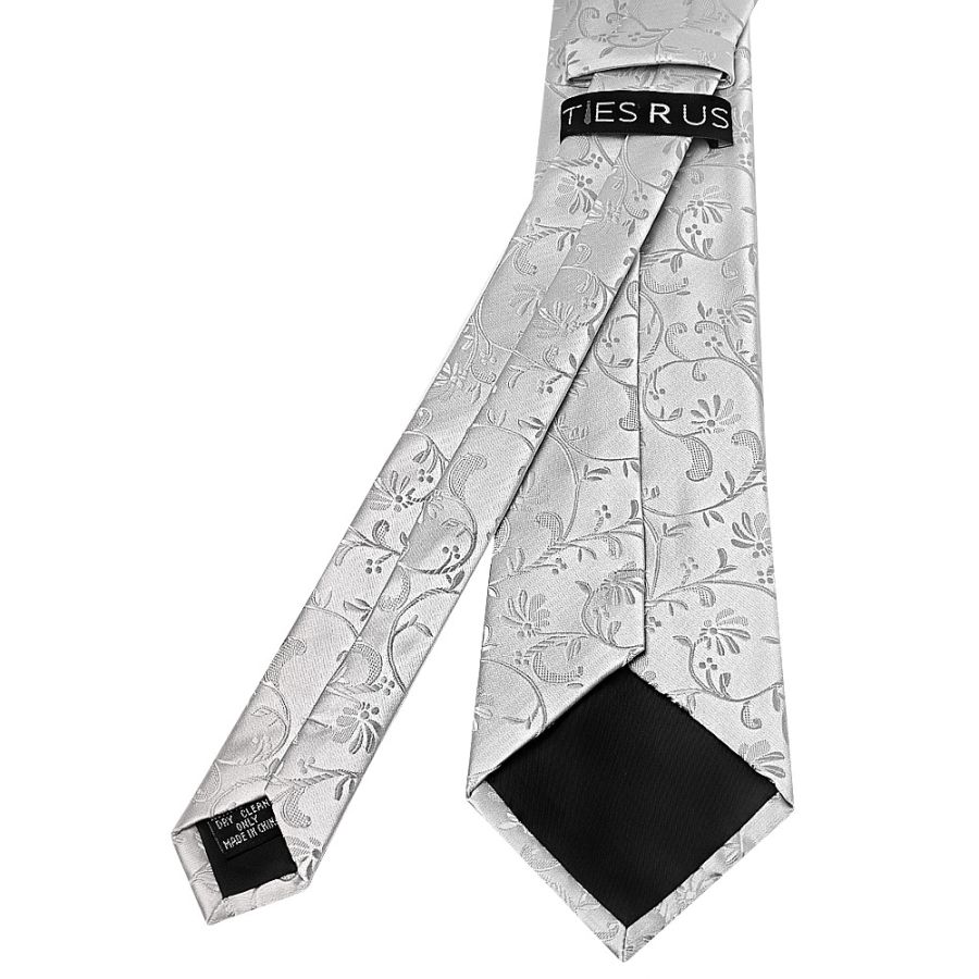 Silver Floral Classic Men's Tie