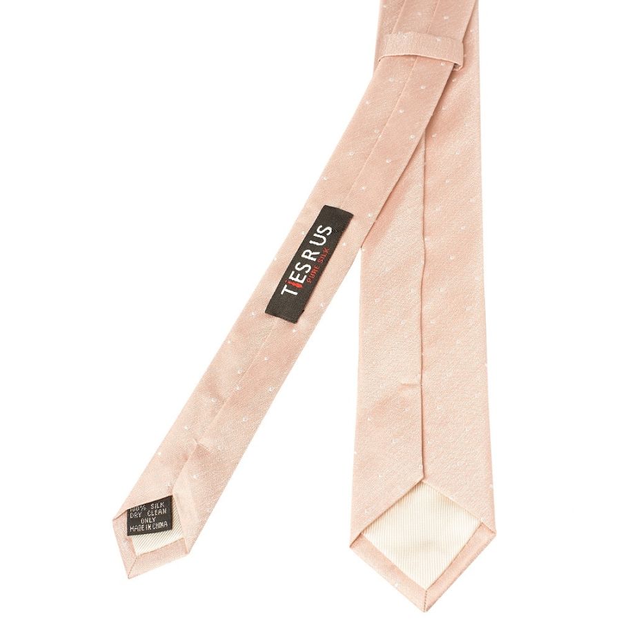 Pink with White Spot Silk Skinny Tie