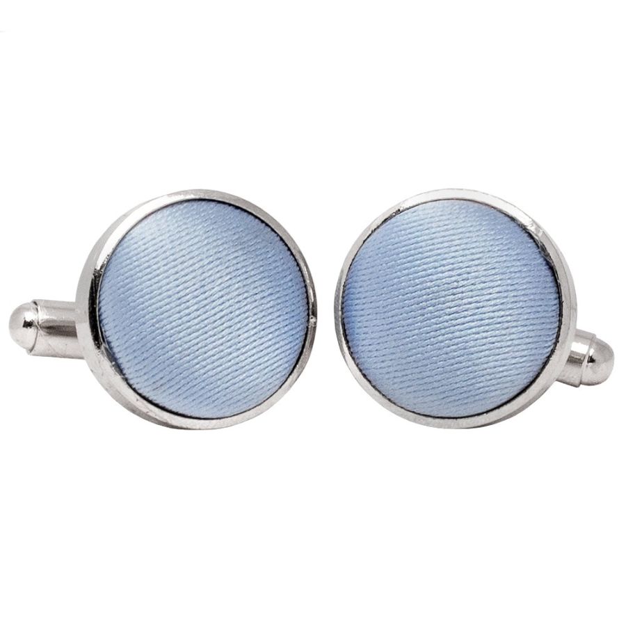 Plain Dusty Blue Satin Cufflinks