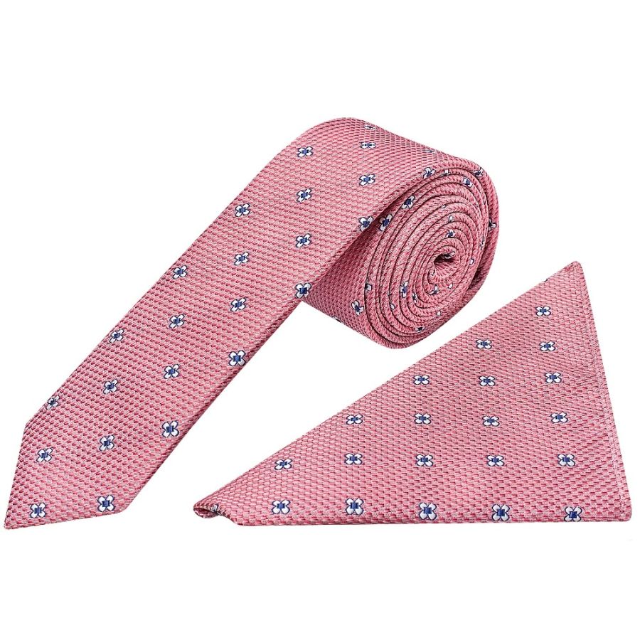 Rose Petal Skinny Men's Tie and Pocket Square Set