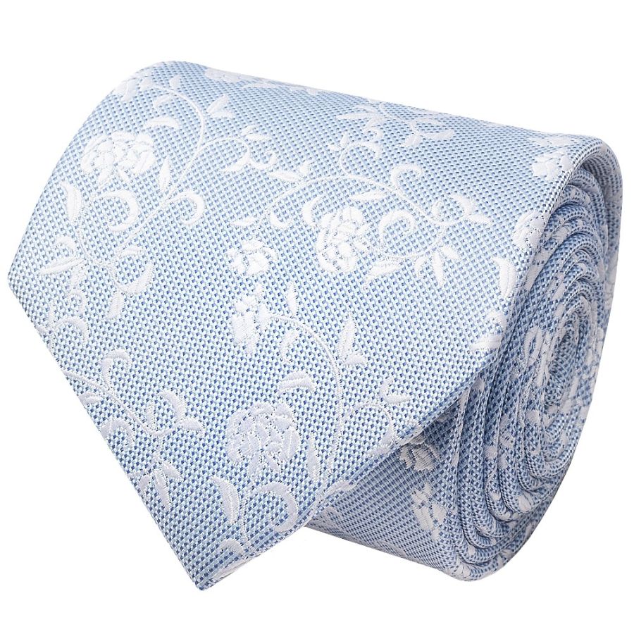 Sky Blue and White Floral Classic Men's Tie