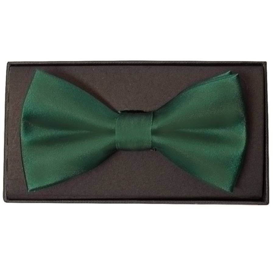 Plain Forest Green Satin Silk Mens Bow Tie