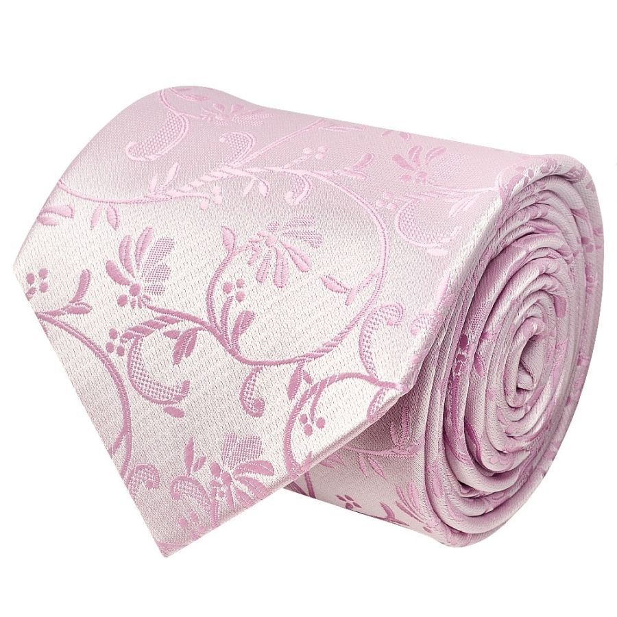 Light Dusty Pink Floral Classic Men's Tie and Pocket Square Set