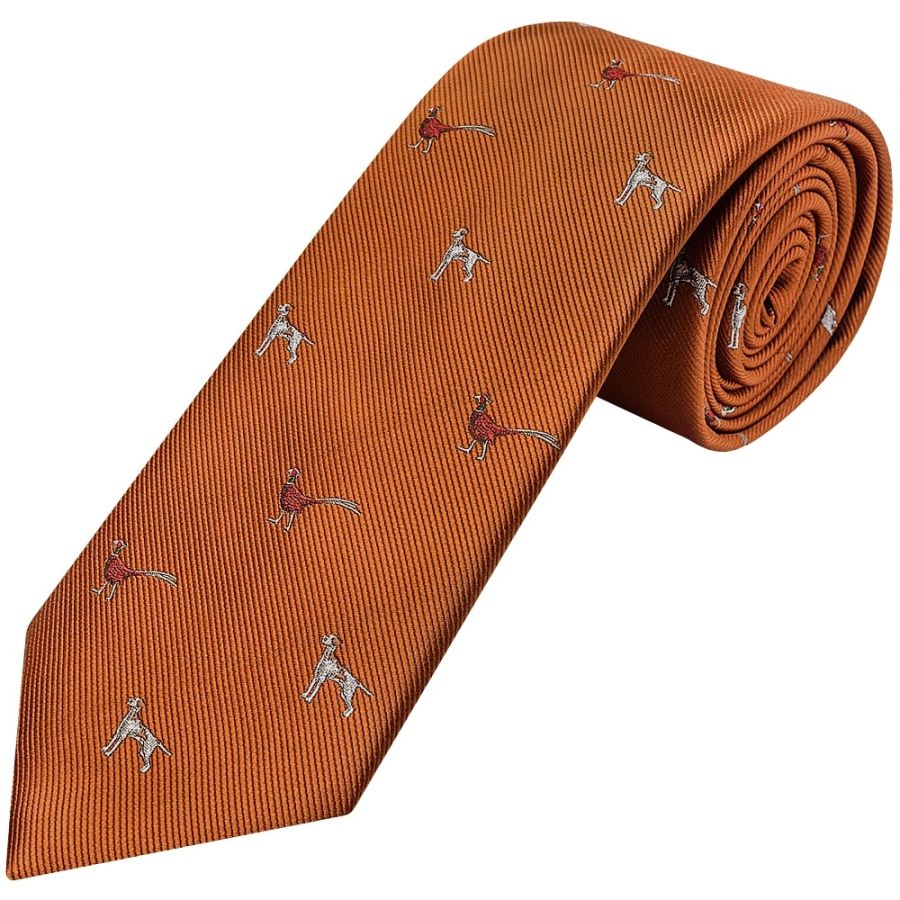 Orange Dog and Pheasant Classic Men's Tie