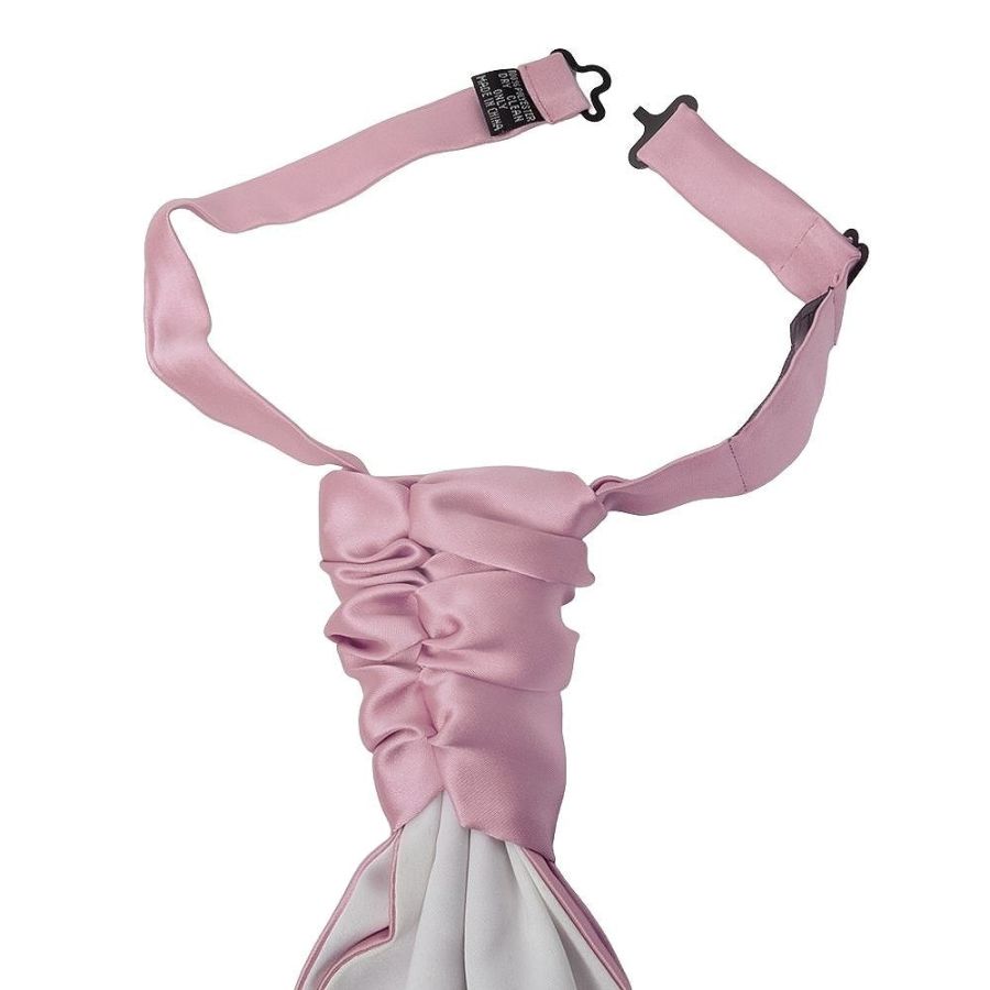 Plain Light Dusty Pink Satin Men's Cravat Tie and Pocket Square Set