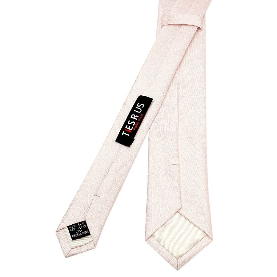 Plain Blush Silk Skinny Boys Tie and Pocket Square Set