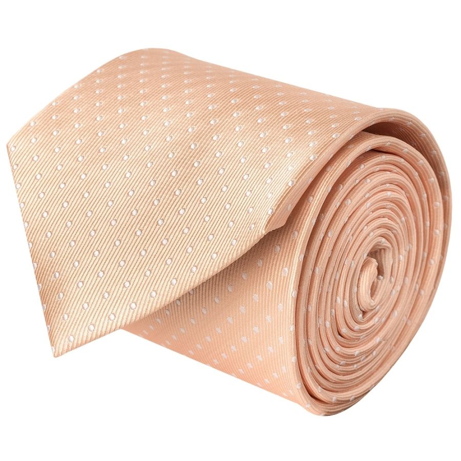 END OF SEASON Peach and White Polka Dot Classic Men's Tie