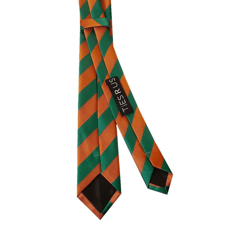Orange and Green Striped Skinny Men's Tie