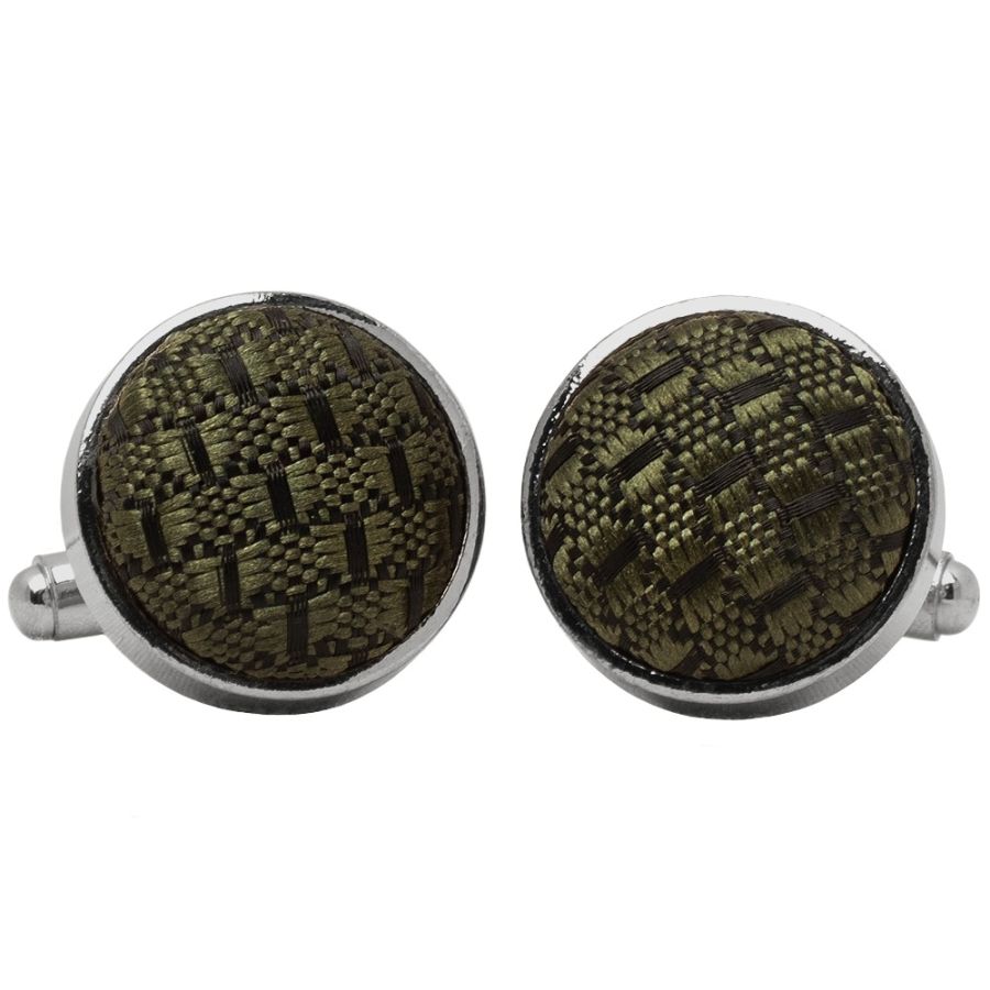 Olive Green Textured Cufflinks