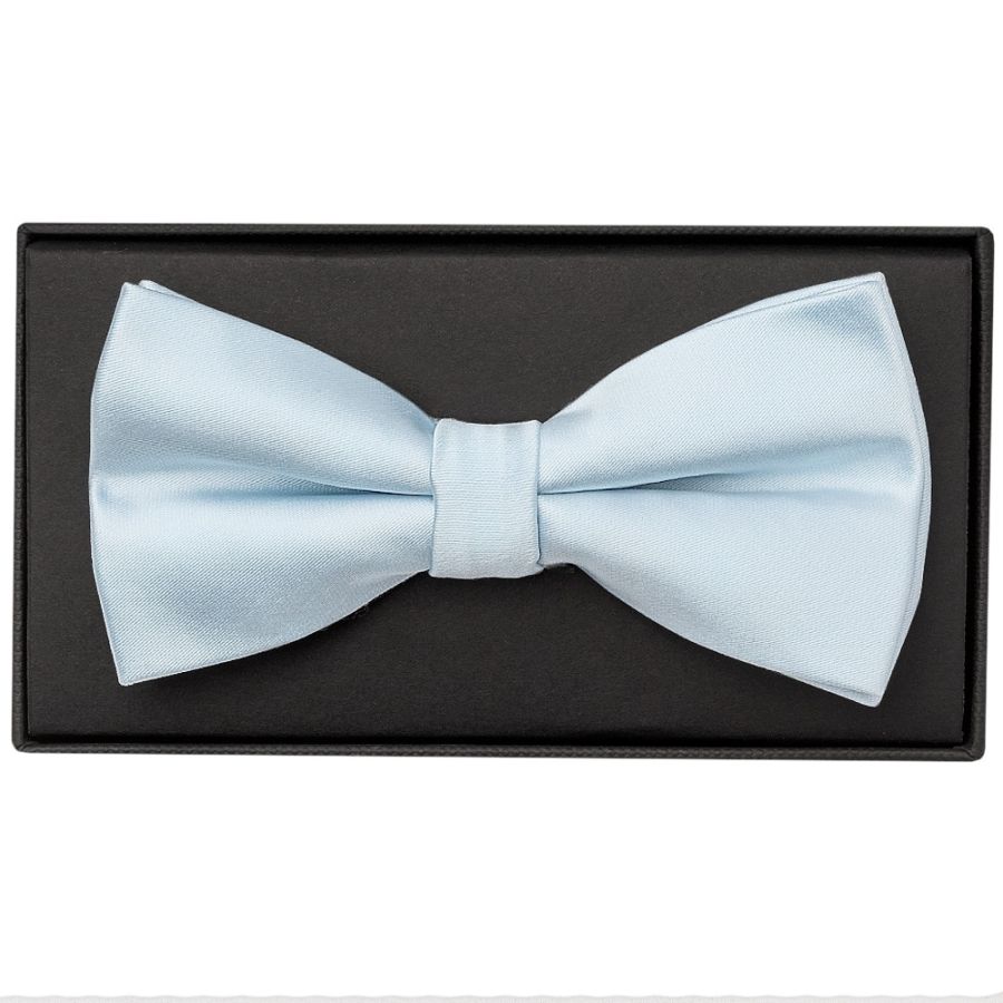Plain Misty Blue Handmade Mens Bow Tie and Pocket Square Set