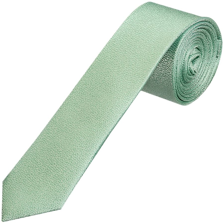 Plain Green Textured Silk Skinny Men's Tie and Pocket Square Set