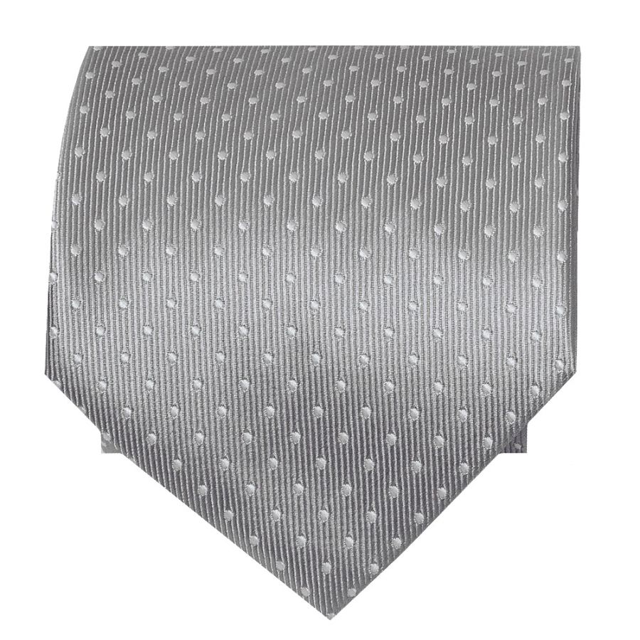 Silver and White Polka Dot Classic Men's Tie