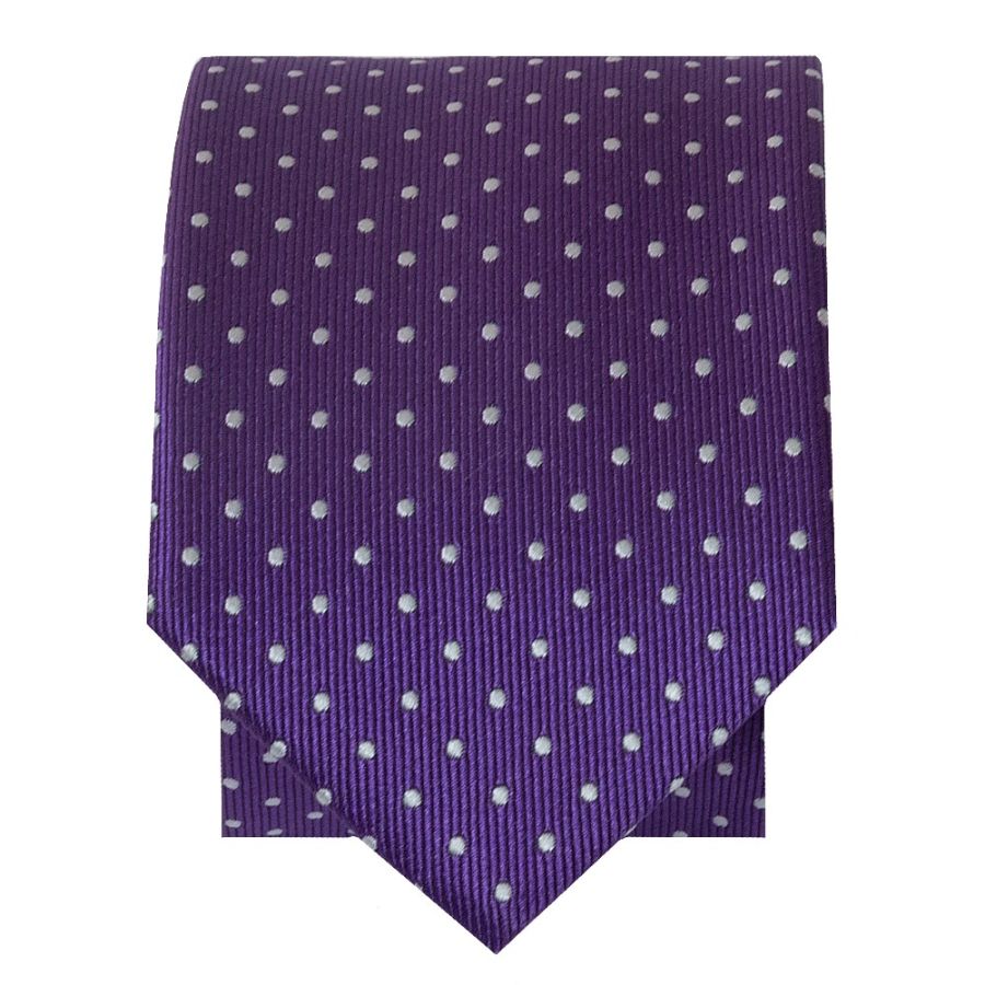 Purple and White Polka Dot Skinny Boys Tie