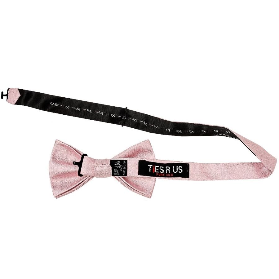 Plain Dusty Rose Silk Mens Bow Tie and Pocket Square Set