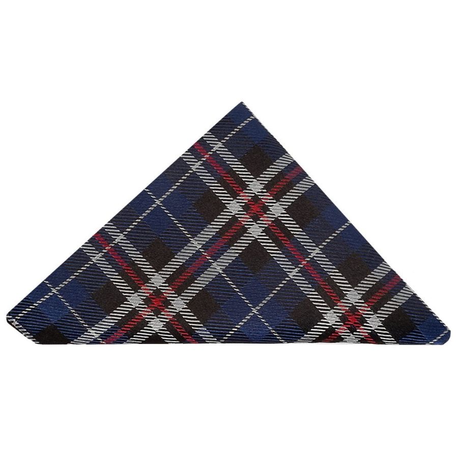 Blue and White Tartan Silk Pocket Square