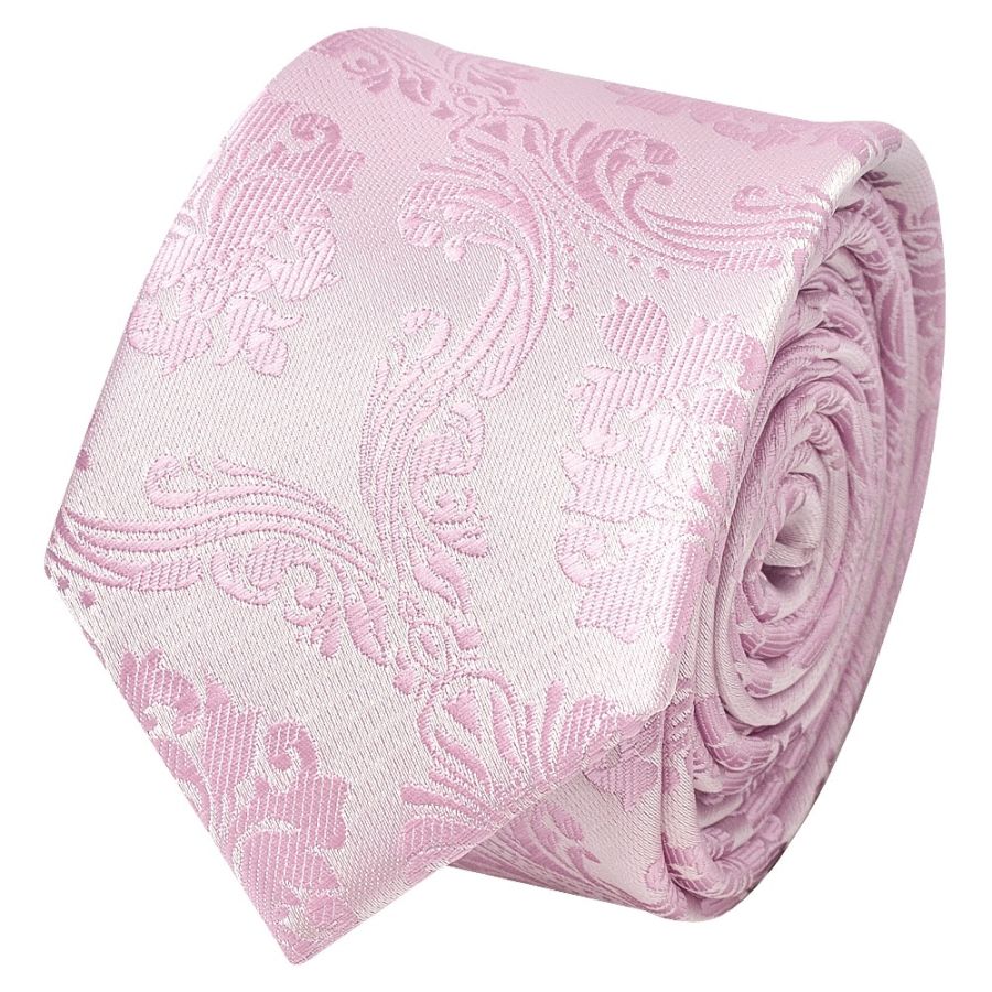 Light Dusty Pink Paisley Skinny Boys Tie
